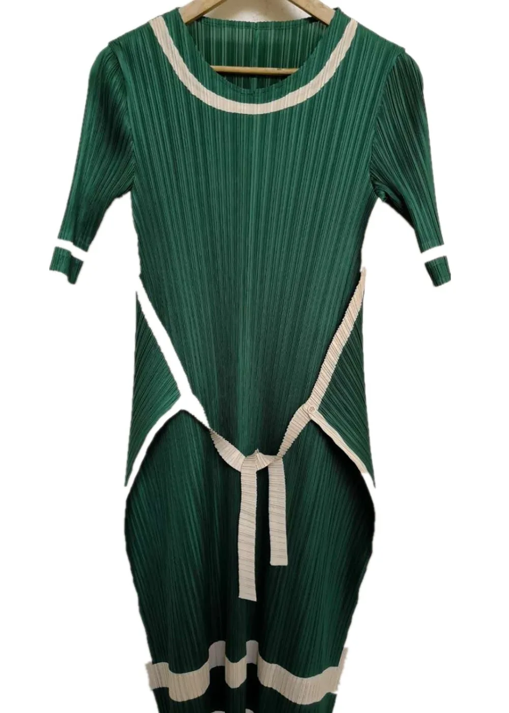 

HOT SELLING Fashion fold Smooth fabric short sleeve patchwork asymmetrical dress IN STOCK