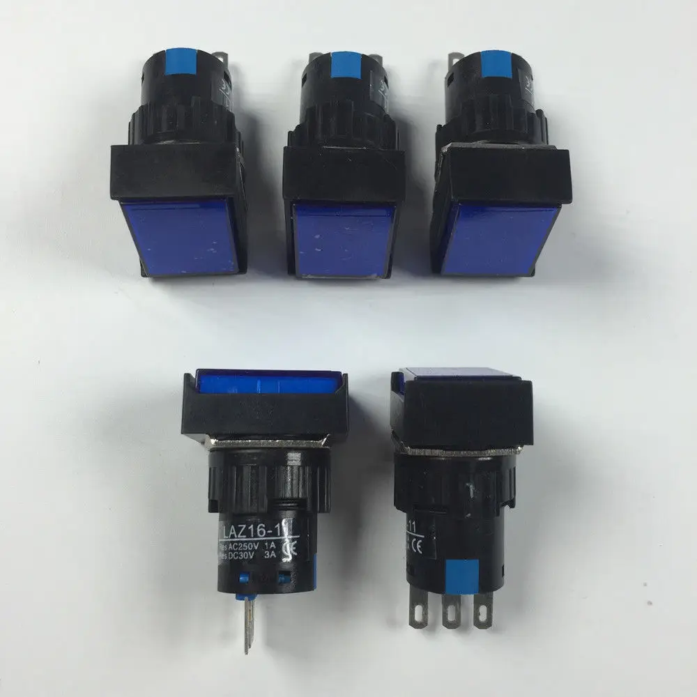 5 pz 3 Pin Auto-reset Spia Lampada Rettangolo di Tipo