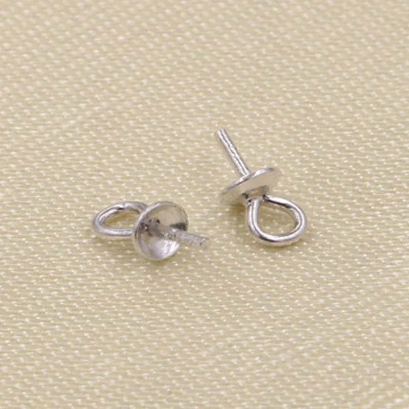 5pcs Genuine Real Pure Solid 925 Sterling Plain Silver Bead Cap Connectors For Pendants Earrings Base Cap Jewelry Findings