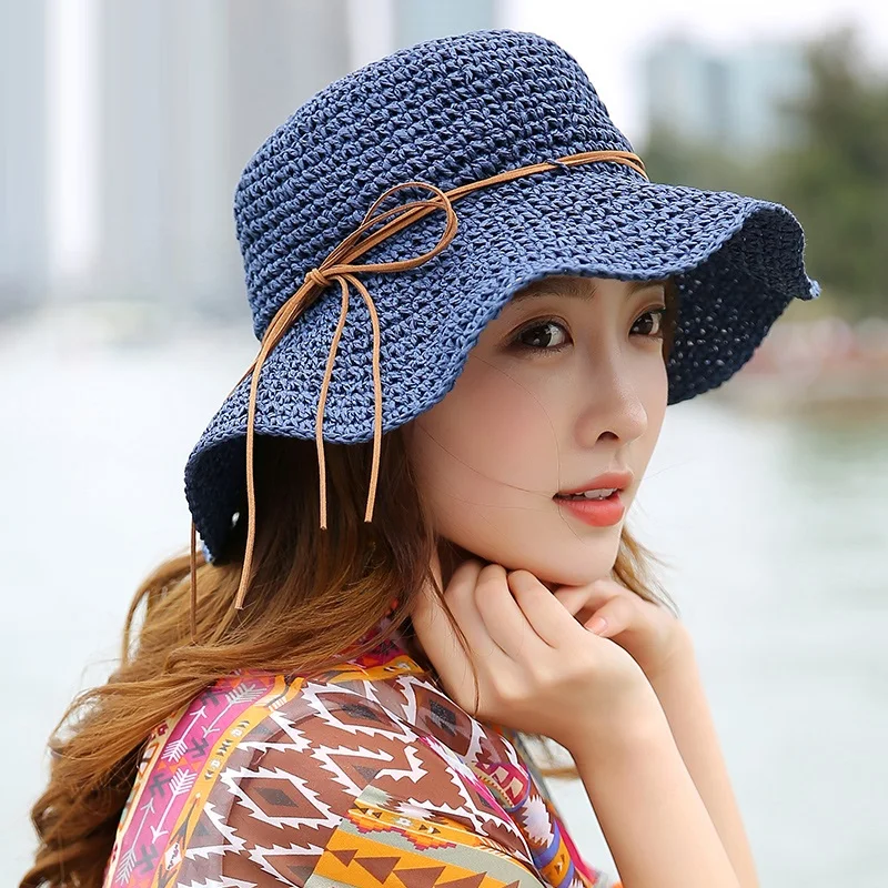 

Princess Sweet Straw Hat Adult Soft Straw Sun Cap Girls Beach Sun Hat Foldable Weave Sun Hat Students Outside Travel Hat B-7992