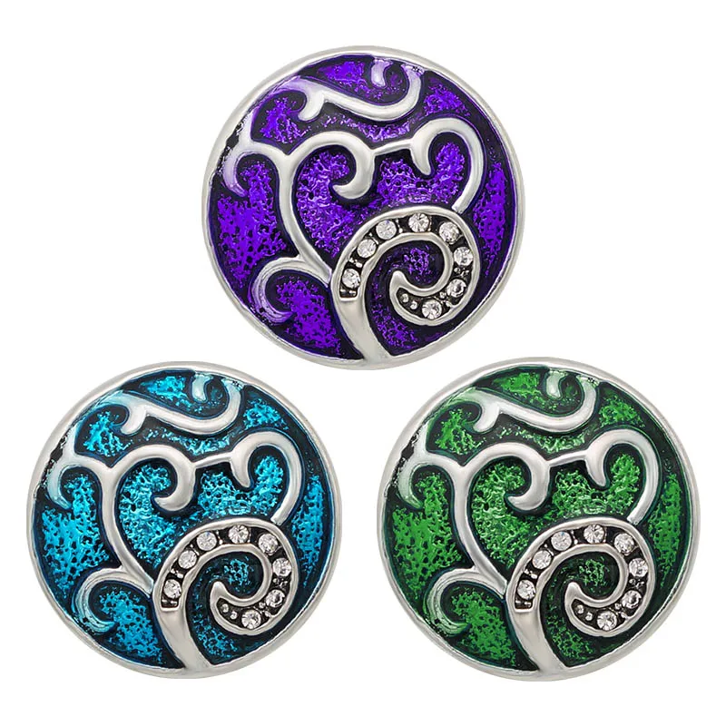 KZ1002 New Beauty Fashion Colorful Life tree 20MM Metal snap buttons for DIY 18mm snap jewelry wholesale