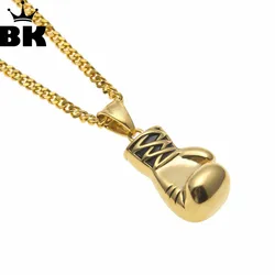 2018 New Mens Gold Color Mini Boxing Glove Pendant Necklace Stainless Steel Gold silver color Cool Charming Pendant For Women