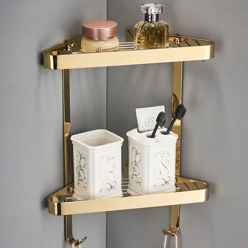 Bathroom Shelf Copper Gold/Chrome/RoseGold Shower Shampoo Soap Cosmetic Shelf Bathroom Accessories Storage Organizer Rack Holder