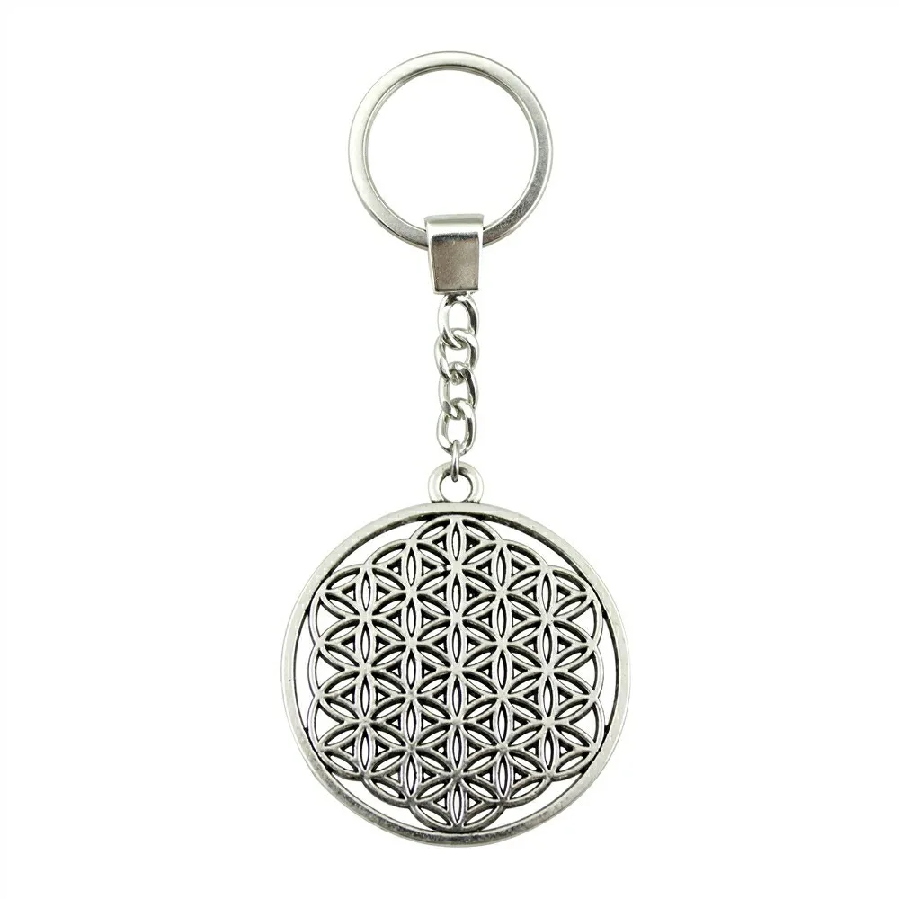 47x42mm The Flower Of Life, The Seed Of Life Keychain Men Jewelry New Vintage Keychain Party Gift Dropshipping Jewellery