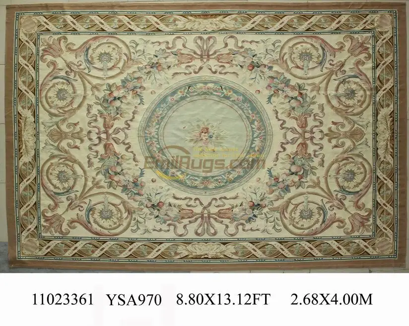 

French Aubusson Carpet 18th Century French Aubusson Carpet Elegant Floral Antique Handknotted Wool Aubusson Carpet Handmade