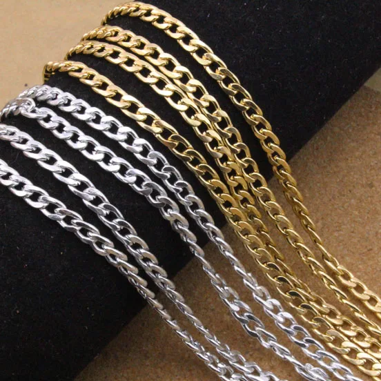 LOULEUR 5meter/lot 4x7.5mm Gold Color Hip Hop Link Chain Mens Chunky for Necklace Bracelet Chains Jewelry Findings Making