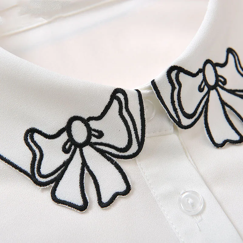 Embroidery Fake Collar Shirt Women White 2021 White Fake False Collar Woman Ladies Detachable Collar Black Removable Nep Kraagie