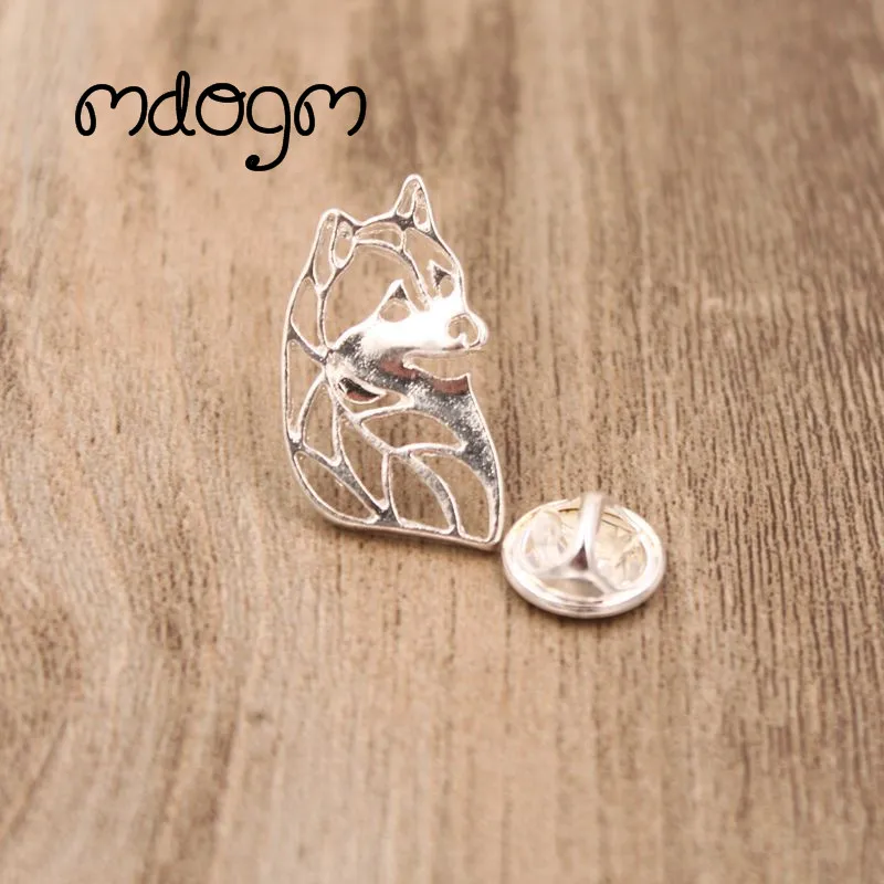 Mdogm Husky Dog Animal Brooches And Pins  Suit Cute Funny Metal Small Father Collar Badges Fashion Gift For Male Men B009
