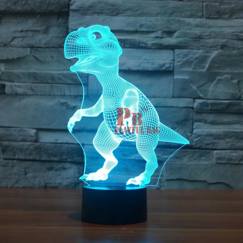 2017 foreign trade new dinosaur 9 colorful 3D creative touch remote control  lamp energy saving