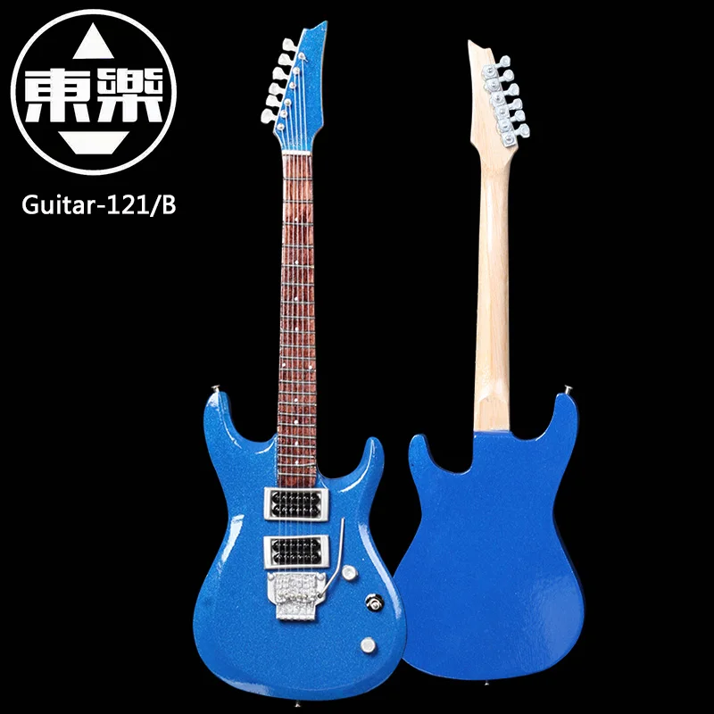 Wooden Handcrafted Miniature Guitar Model guitar-121/Blue Guitar Display with Case and Stand (for Display Only!)