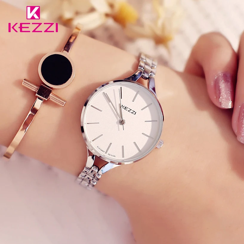 KEZZI Luxury Brand Watches Women Waterproof Stainless Steel Quartz Watch Roman Scale Multi Cutting Surface Mirror Bracelet Watch