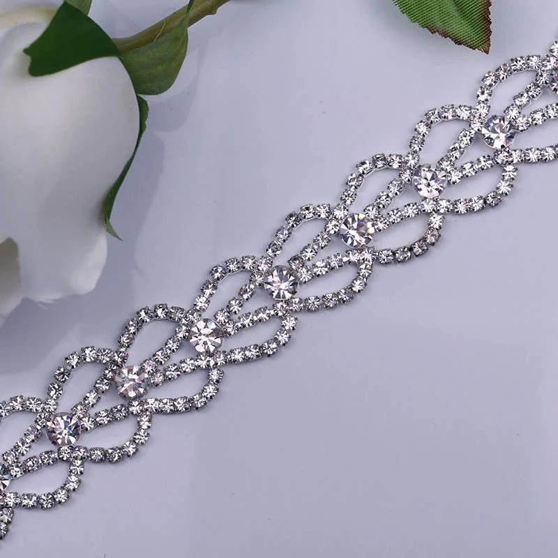 Free Shipping 5yards Rhinestone crystal Chain Bridal Sash Rhinestone Applique, Wedding Applique,Rhinestone Trimming LSRT062