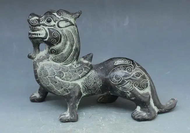 Antique art collections Old Chinese  Bronze benevolent beasts statue, Home decoration,free shipping