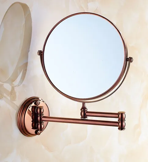 Antique bathroom folding makeup sided mirror retractable folding magnifier beauty mirror Rose gold