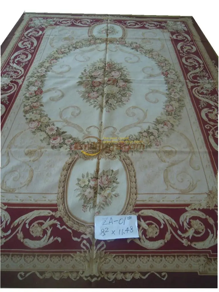 

Elegant Floral Antique Handknotted Wool Aubusson Carpet Woven French Chic Wool Knitting Carpets