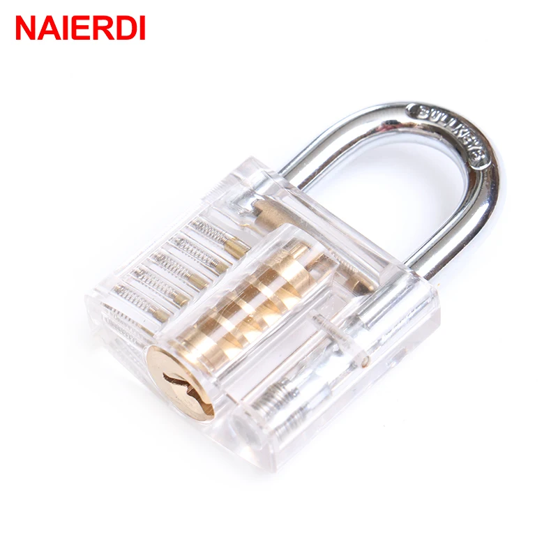 NAIERDI Transparent Locks Pick Visible Cutaway Mini Practice View Padlock Hasps Training Skill For Locksmith Furniture Hardware