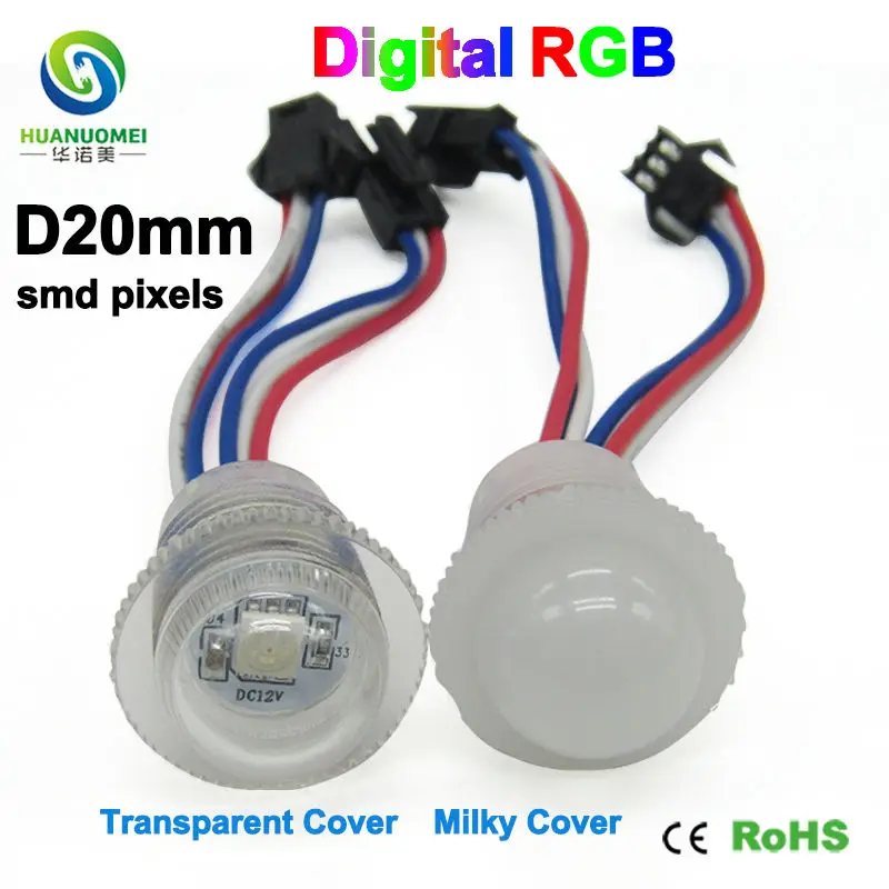 10PCS Waterproof 12V 20mm Digital 5050 SMD RGB UCS1903 LED Pixel Light Module Lamp Addressable Full Color Bulb TV Amusement Park
