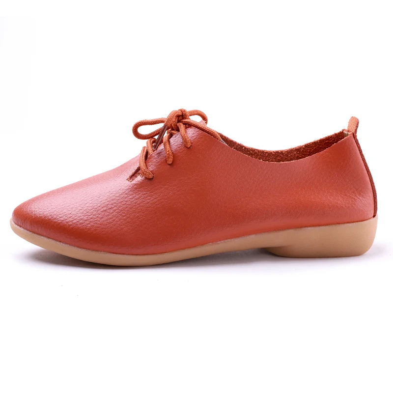 2023 Spring women shoes genuine leather moccasins flats shoes woman lace-up casual ladies driving shoes plus size 35-44 WSH2674