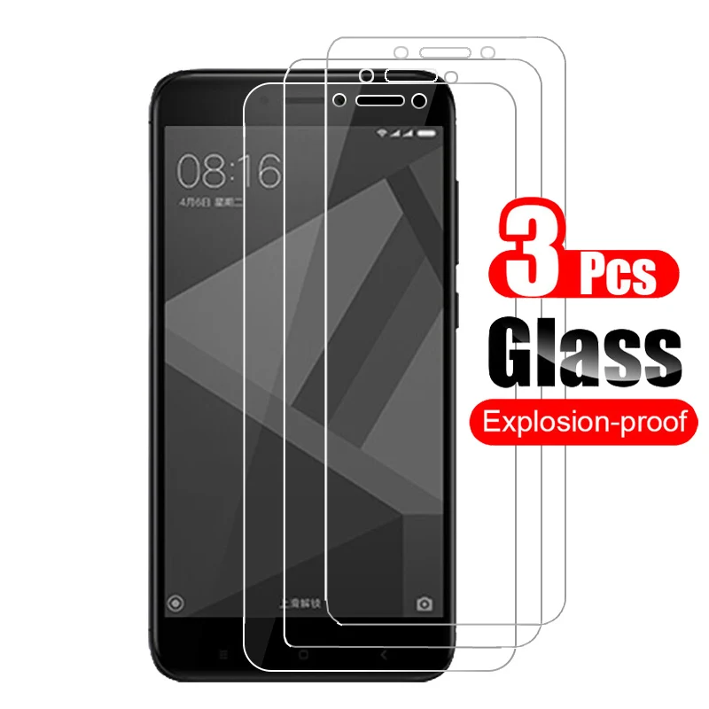 Protecteur d'écran en verre 9H anti-rayures pour Xiaomi, film de protection pour Redmi 4X 4A Guatemala, 3 pièces