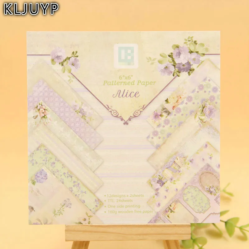 KLJUYP 24 Blätter Alice Scrapbooking Pads Papier Origami Kunst Hintergrund Papier Karte, Die DIY Scrapbook Papier Handwerk