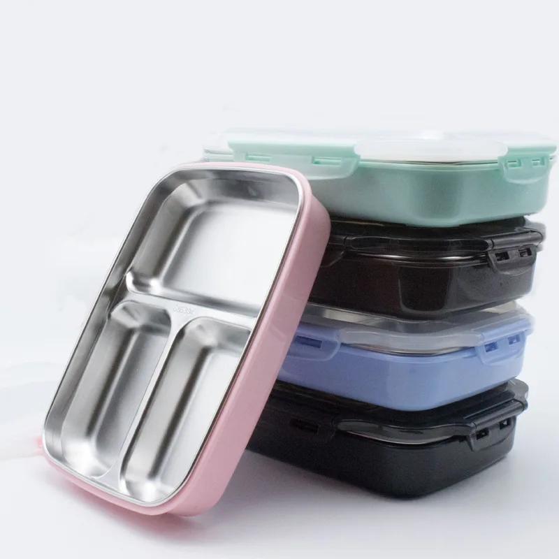 Stainless Steel Multideck Rice Box Colors Bowl Solid Portable Separate School Bowl Food Tray Joint Bowl Food Storage Container