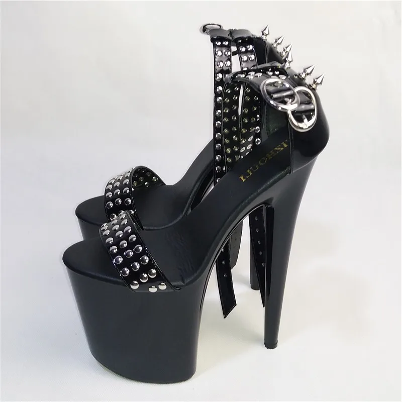 Handsome rivets and sandals, 20 cm ultra high heels fine nightclubs shoes with waterproof Leather Sandals