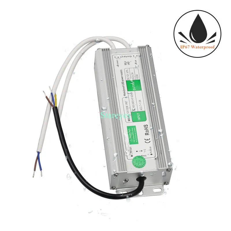 IP67 Waterproof Transformer Power Supply Adapter DC12V 24V 10W 15W 20W 25W 30W 36W 45W 50W 60W 80W 100W 120W 150W 200W Driver