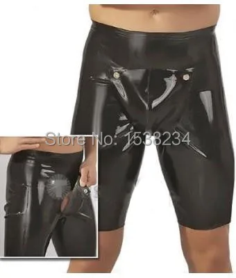 

Latex Shorts Men Rubber boxer With Codpiece Open Crotch Hole Customized