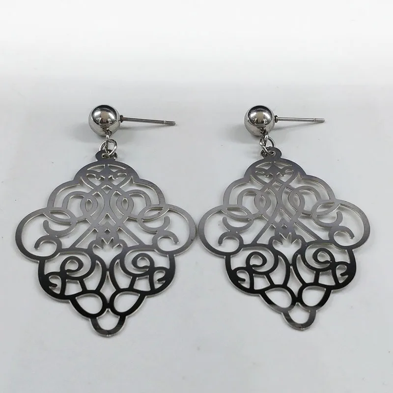 Fashion Flower Stainless Steel Earrings for Women Silver Color Stud Earrings Jewelry pendientes acero inoxidable mujer