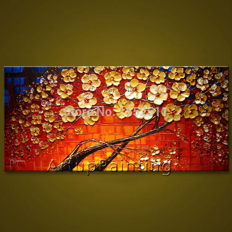 

Flower hand-painted wall painting palette knife wild flower abstract oil painting canvas modern room decorates living room 08