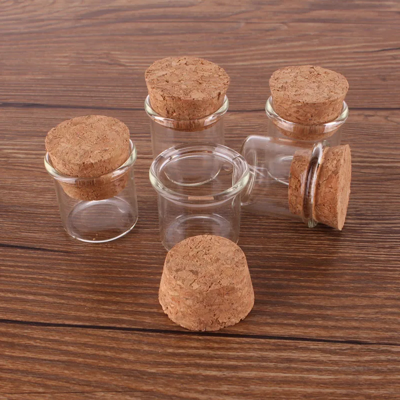 100 pieces 24*25mm 5ml Trumpet Glass Bottles Tiny Jar Vials With Cork Stopper Containers DIY Craft