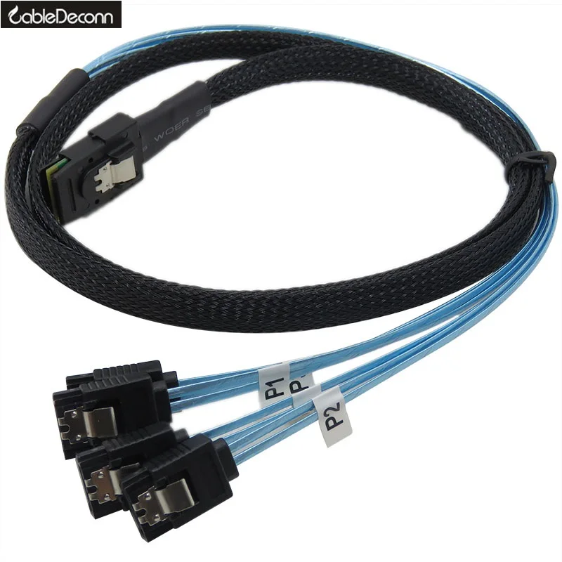 0.5-1M Mini SAS 4i SFF-8087 36P 36-Pin Male to Reverse 4 SATA 7-Pin Splitter Adapter Cable