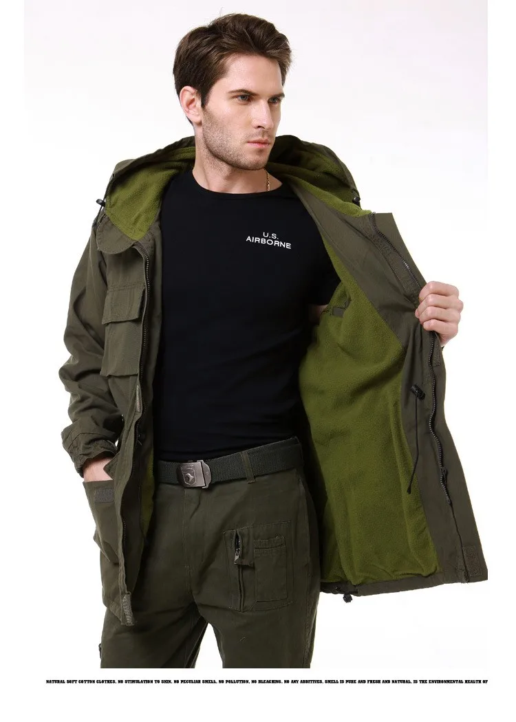 Outdoor men's   M65 male coat US man windbreaker Camping Overcoat multi-pocket hooded pilot 101 air force Jacket