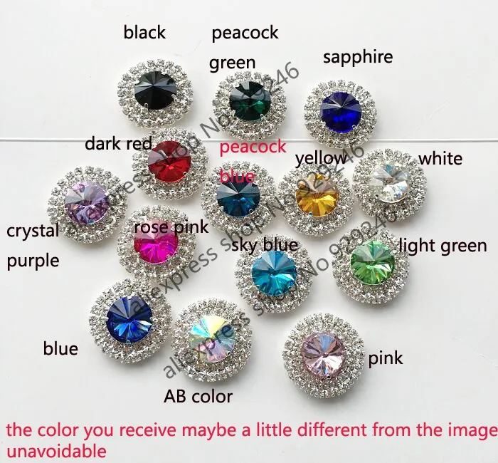 5pcs/lot 32mm red blue green yellow black white glass crystal rhinestone decorative button garment accessory crystal applique