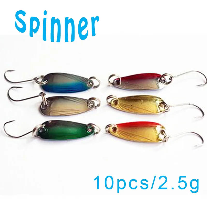 TOMA 10pcs 2.5g fishing metal spoon baits metal spinner lure trout spoon mini bait wobbler artificial spoon