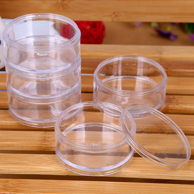 36Pcs/Lot 7x7x13.5cm Transparent Plastic Cosmetic Storage Containers Minerals Display Clear Makeup Stackable Small Jar 5 layer