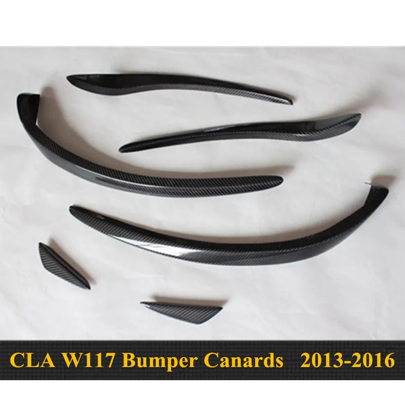 W117 Anterior lip Bumper Canards 6pcs Carbon fiber For Mercedes Benz CLA180 CLA200 CLA250 CLA45 AMG Splitter Flap Canard 2013-16