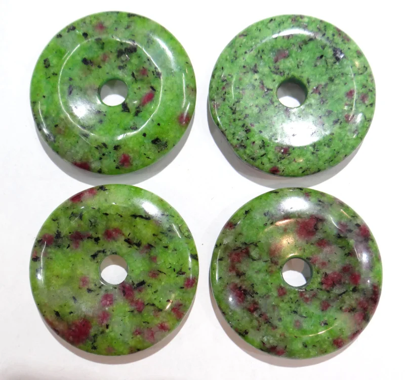 

Wholesale 12pcs Mix Natural Stone Epidote Circle Donut Charms Pendants 35mm for Jewelry Making Necklace Charms Accessories