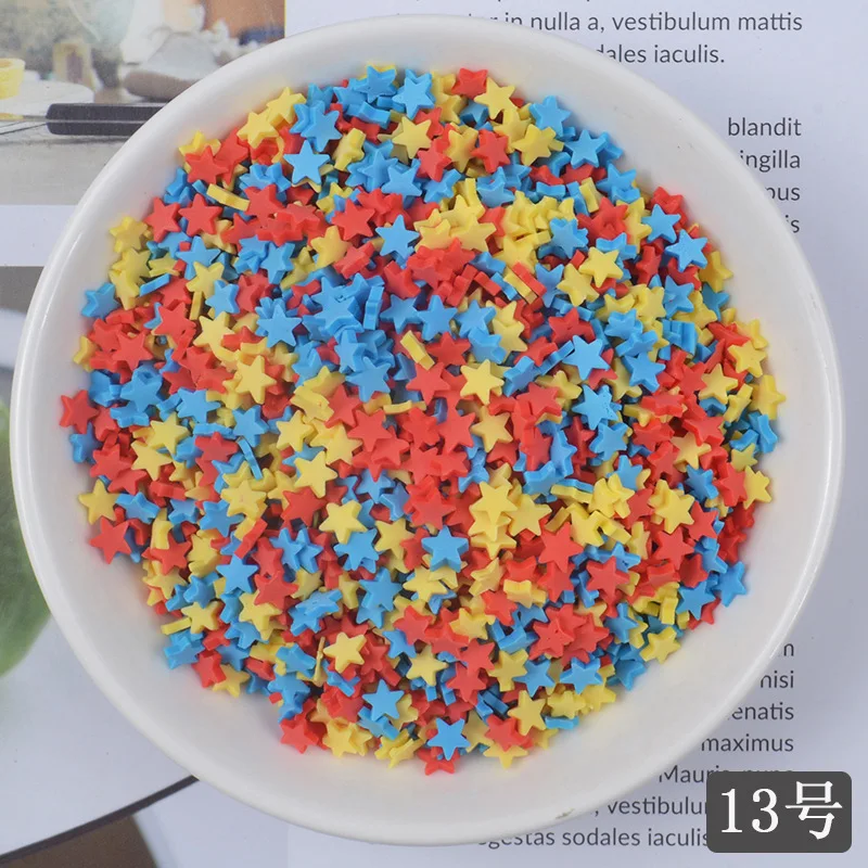 20 gr/los Nette Gefälschte Ton Streusel Bunte Herz Fünf Sterne Schleife Süßigkeiten Streusel für Handwerk Machen, DIY Kuchen Dessert Dekoration – Detail 13