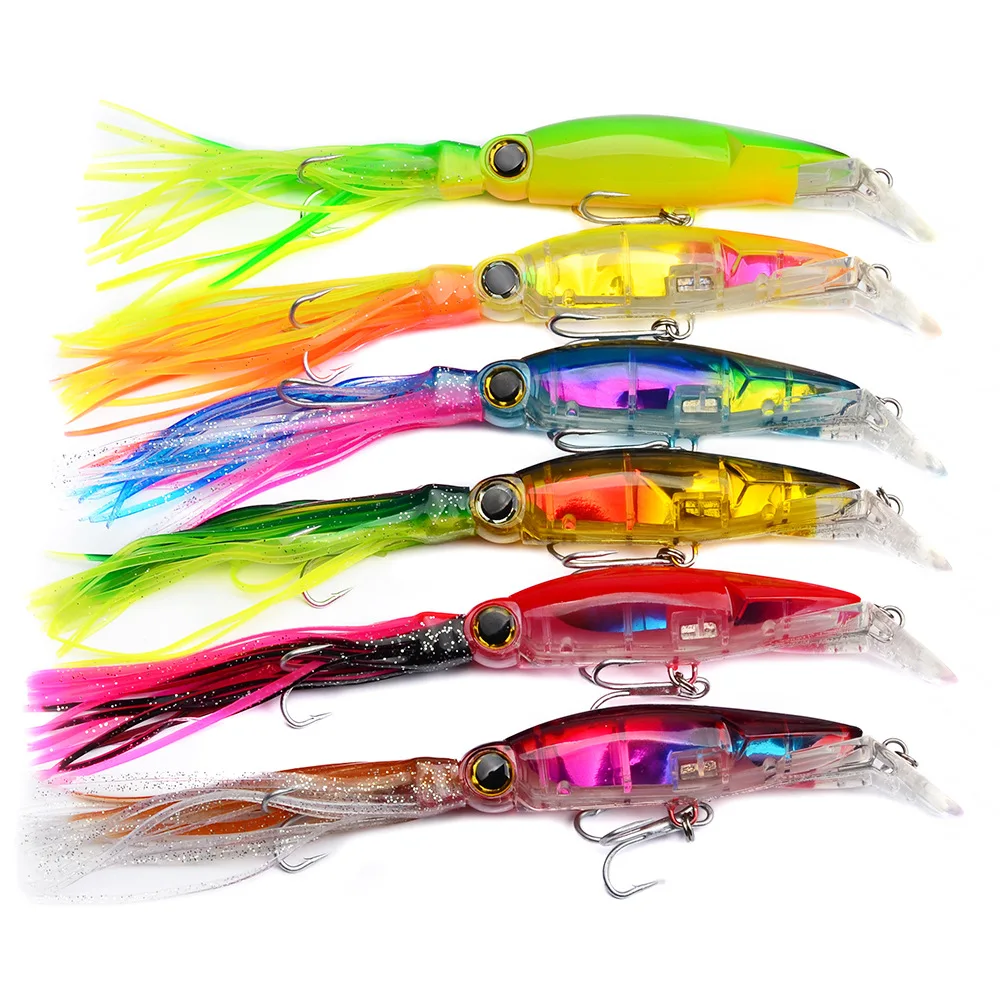 

1pcs 14cm 40g Colorful Fishing Tackle Sleeve-Fish Fishing Lure Artificial Squid Fishing Baits with High Carbon Steel Hook