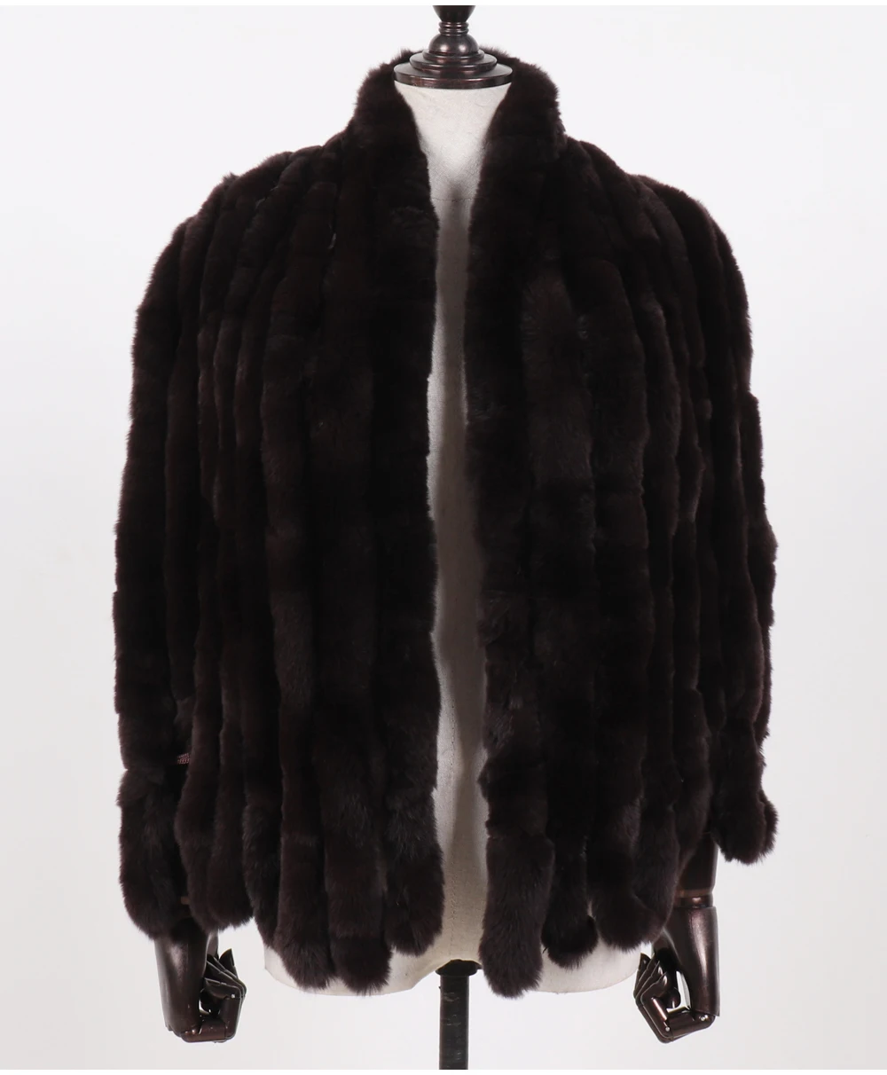 Neuer langer Schal aus echtem Rex-Kaninchenfell für Damen, warm, weich, hochwertig, modischer Rex-Kaninchenfell-Schal mit Quasten. – Detail 27