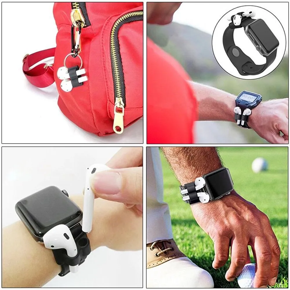 For Apple AirPods Earphone Accessories Anti-Lost Wireless Earphone Silicone Holder Stand Clip For Apple Watch Strap