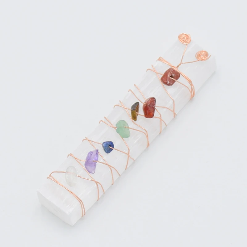 New 7 Chakra Chips Stone Natural Selenite Sticks Wand Raw Rough Irregular Crystal Specimen for Healing Reiki Chakra Home Decor