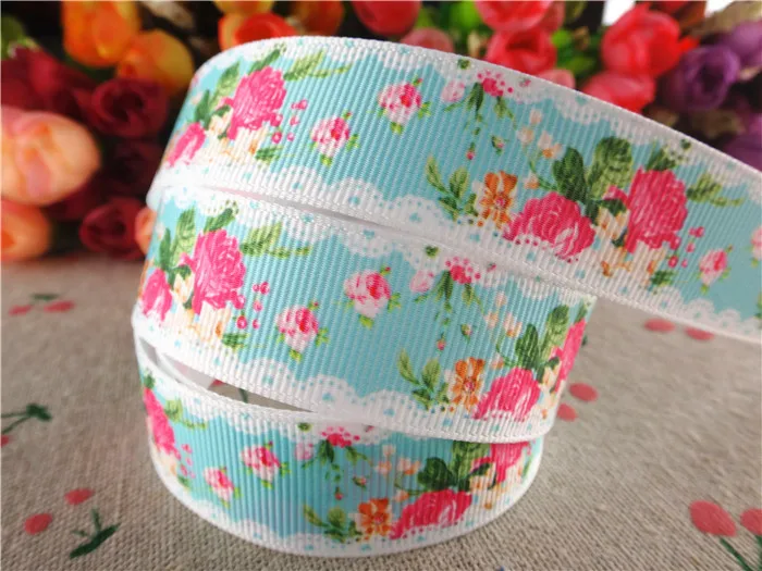7/8" (22 mm) 10 Yards/Los Blumenmuster Ripsband Tiermuster Band DIY handgefertigte Materialien MD18022628 – Detail 5