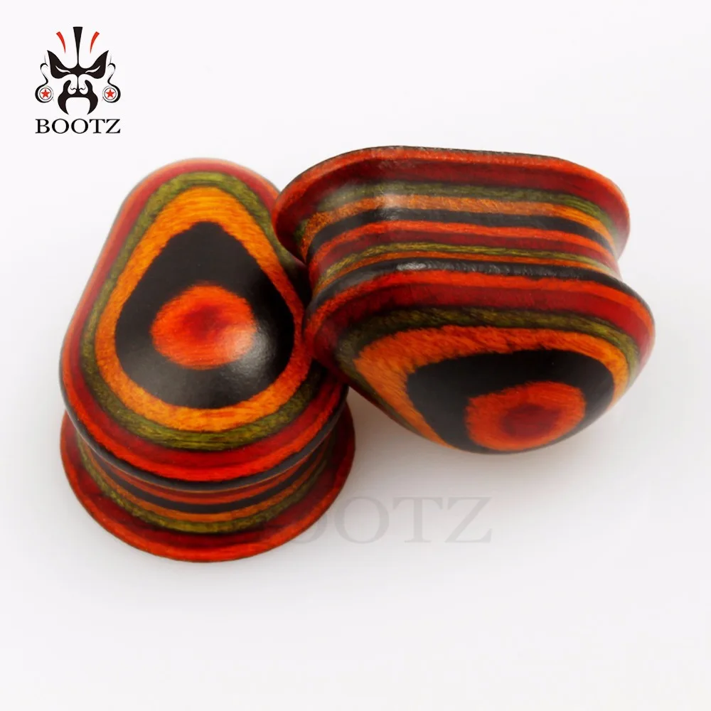 colorful wood ear expander water drop style ear tunnel body jewelry ear plugs 2pcs pair selling 8mm to 25mm gauges