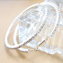 Fashion 925 Silver Women Hoop Earrings Paved with Cubic Zirconia for Wedding Party Jewelry