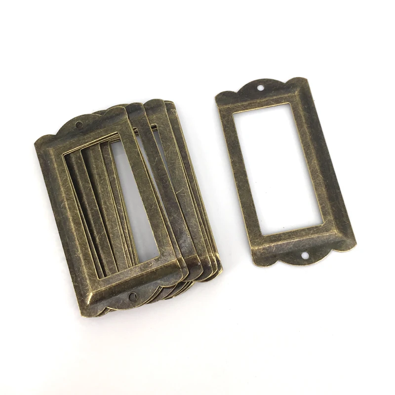 12Pcs Antique Bronze Metal Label Frame File Name Card Holder For Furniture Cabinet Drawer Box Case Bin