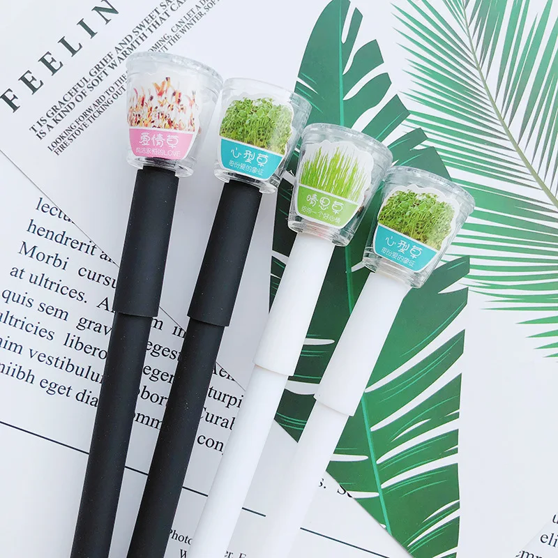 36 pcs/lot Garden Grow Grass Gel Pen Cute 0.5 mm Black Ink Signature pen office School writing Supplies Stationery gift