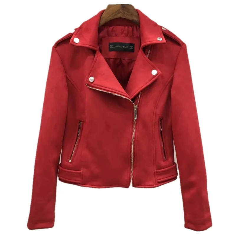 Chaqueta de moto de estilo europeo y americano para mujer, Chaqueta corta ajustada de ante, primavera y otoño, novedad de 2018