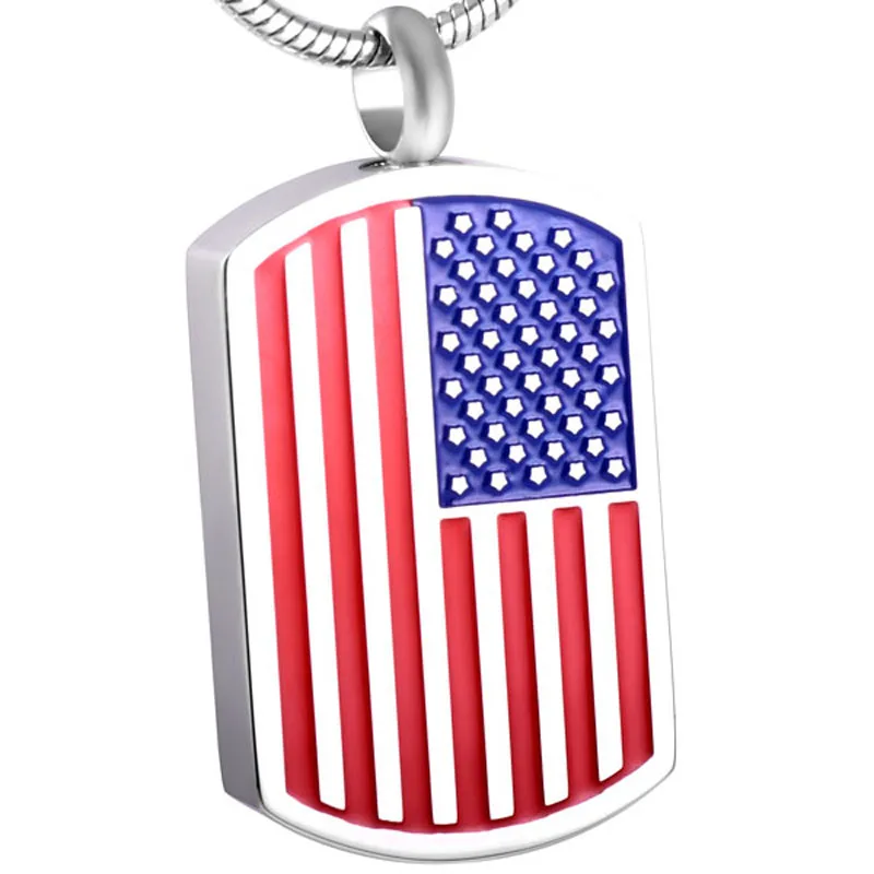 

Hip Hop American Flag Pendant Men's Army Military Card Charm Chain Necklace Fashion Jewelry Stainless Steel Pendant Necklace New